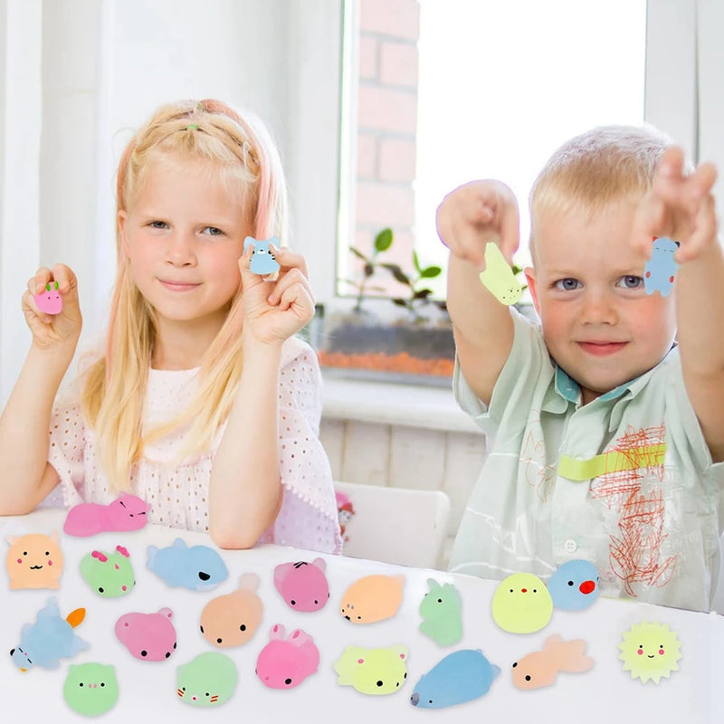 Animais kawaii para crianças, brinquedos para aliviar o stress, brilham no escuro